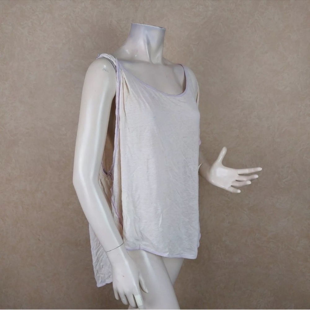 X SMALL We the Free Pluto t-shirt cream asymmetrical linen - Picture 6 of 11